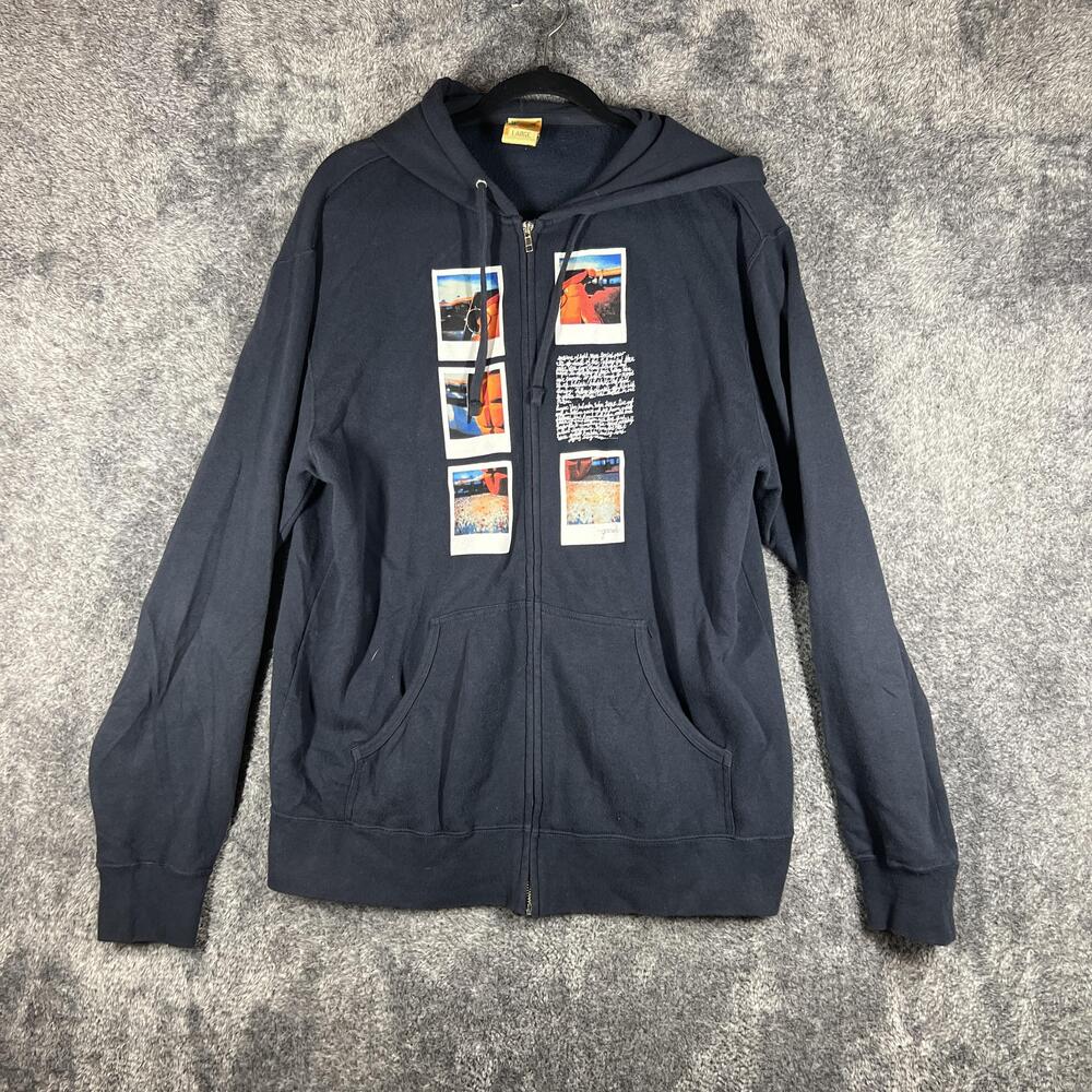 Grenade Hoodie Mens Large Blue Full Zip Hooded Fleece Graphic Print Pockets